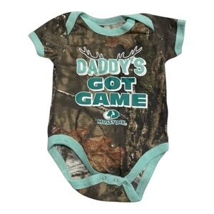 Mossy Baby Boy 3-6m Oak Green and Brown Camouflage Onesie